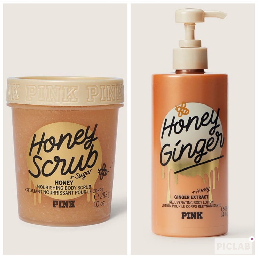 PINK Honey Ginger Body Lotion & Scrub Set 🧡